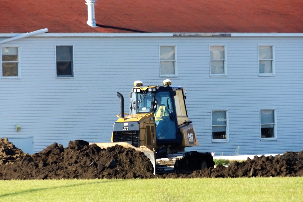 Final exterior grading takes place at fiscal year 2020-funded barracks project at Fort McCoy