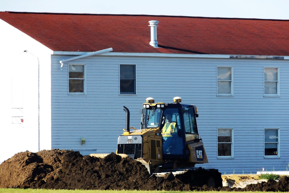 Final exterior grading takes place at fiscal year 2020-funded barracks project at Fort McCoy