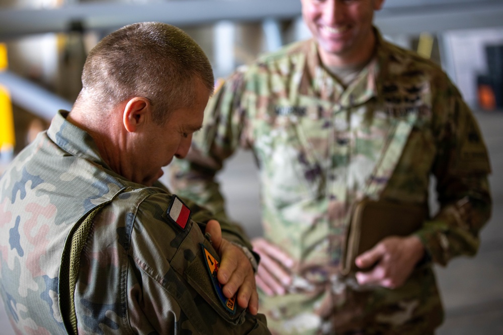 Maj Gen Joks trying on his new patch