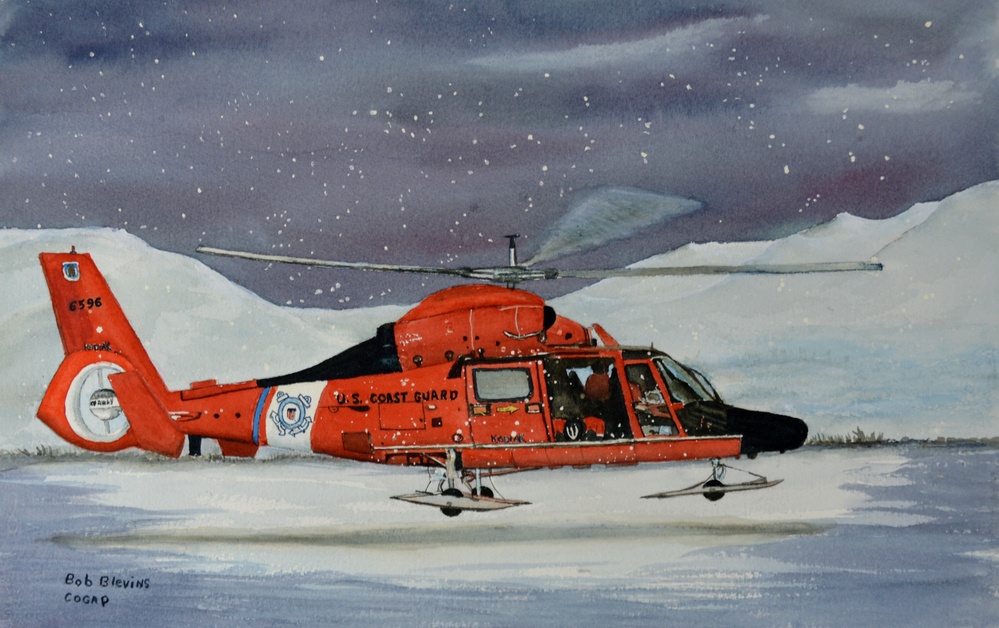 US Coast Guard Art Program 2017 Collection, Ob ID# 201703,  "Snow landing," Robert Blevins (3 of 33)
