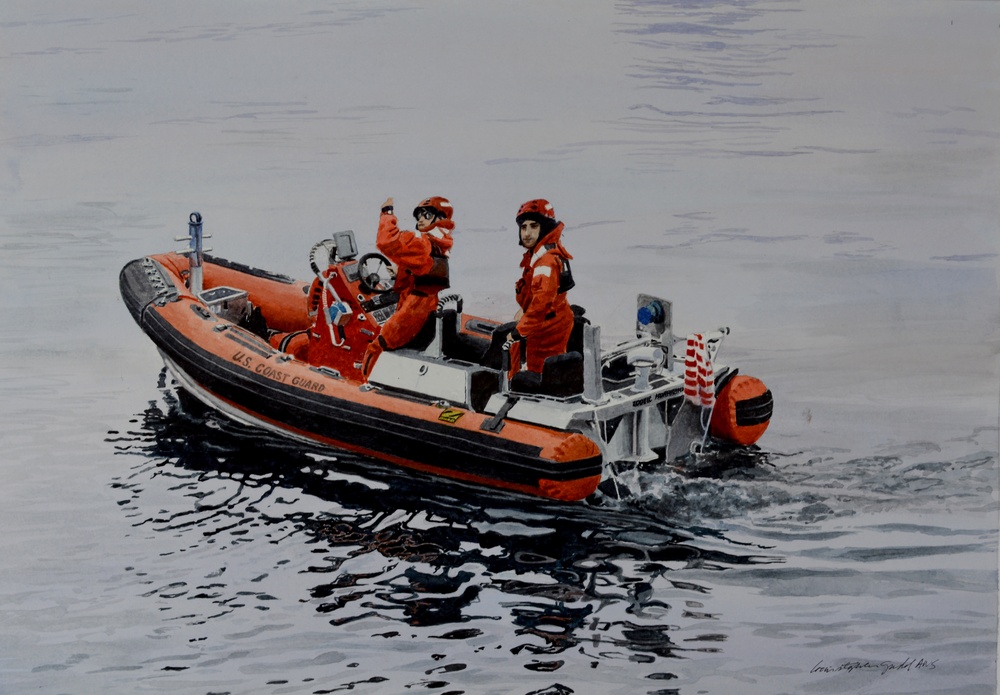 US Coast Guard Art Program 2017 Collection, Ob ID# 201709, &quot;Getting underway,&quot; Louis Stephen Gadal (9 of 33)