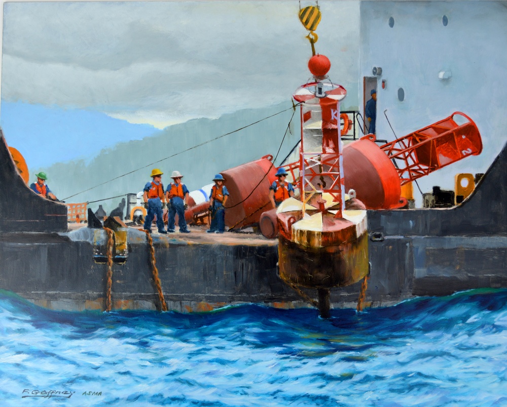 US Coast Guard Art  Program 2017 Collection, Ob ID# 201710, &quot;Set the buoy,&quot; Frank Gaffney (10 of 33)