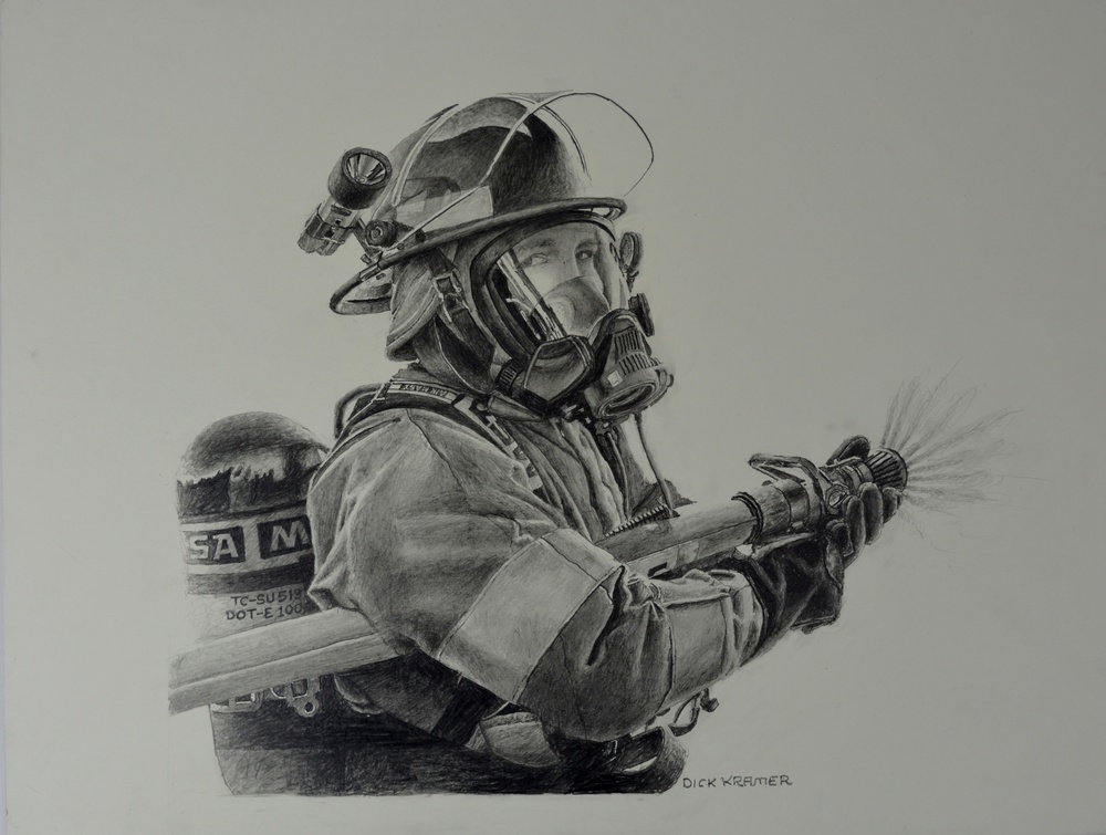 US Coast Guard Art  Program 2017 Collection, Ob ID# 201715,  &quot;Smoke eater,&quot; Dick Kramer (15 of 33)