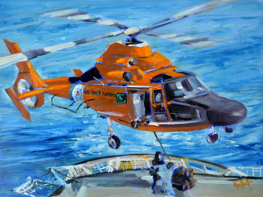 US Coast Guard Art  Program 2017 Collection, Ob ID# 201716,  &quot;Delivery at sea,&quot; Anne Kullaf (16 of 33)