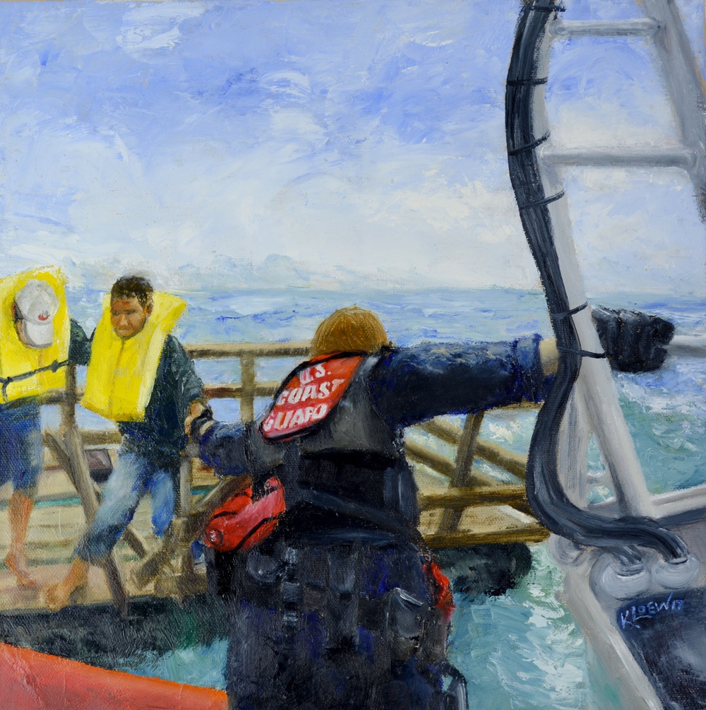 US Coast Guard Art  Program 2017 Collection, Ob ID# 201717,  &quot;Migrants at sea, Karen Loew (17 of 33)