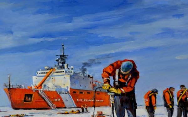 US Coast Guard Art  Program 2017 Collection, Ob ID# 201725,  "Driller on the Chukchi Sea," Dino Sistilli (25 of 33)