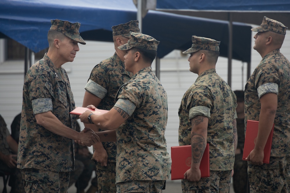 1st Marine Division Marines, sailors awarded during morning colors ceremony