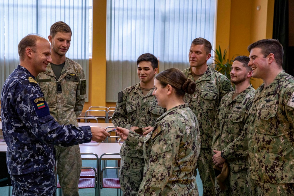 USS Arlington Sailors visit Lithuanian school