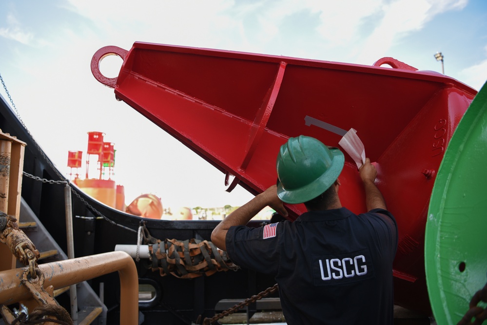 Coast Guard Cutter Marcus Hanna conducts buoy operations in the Northeast