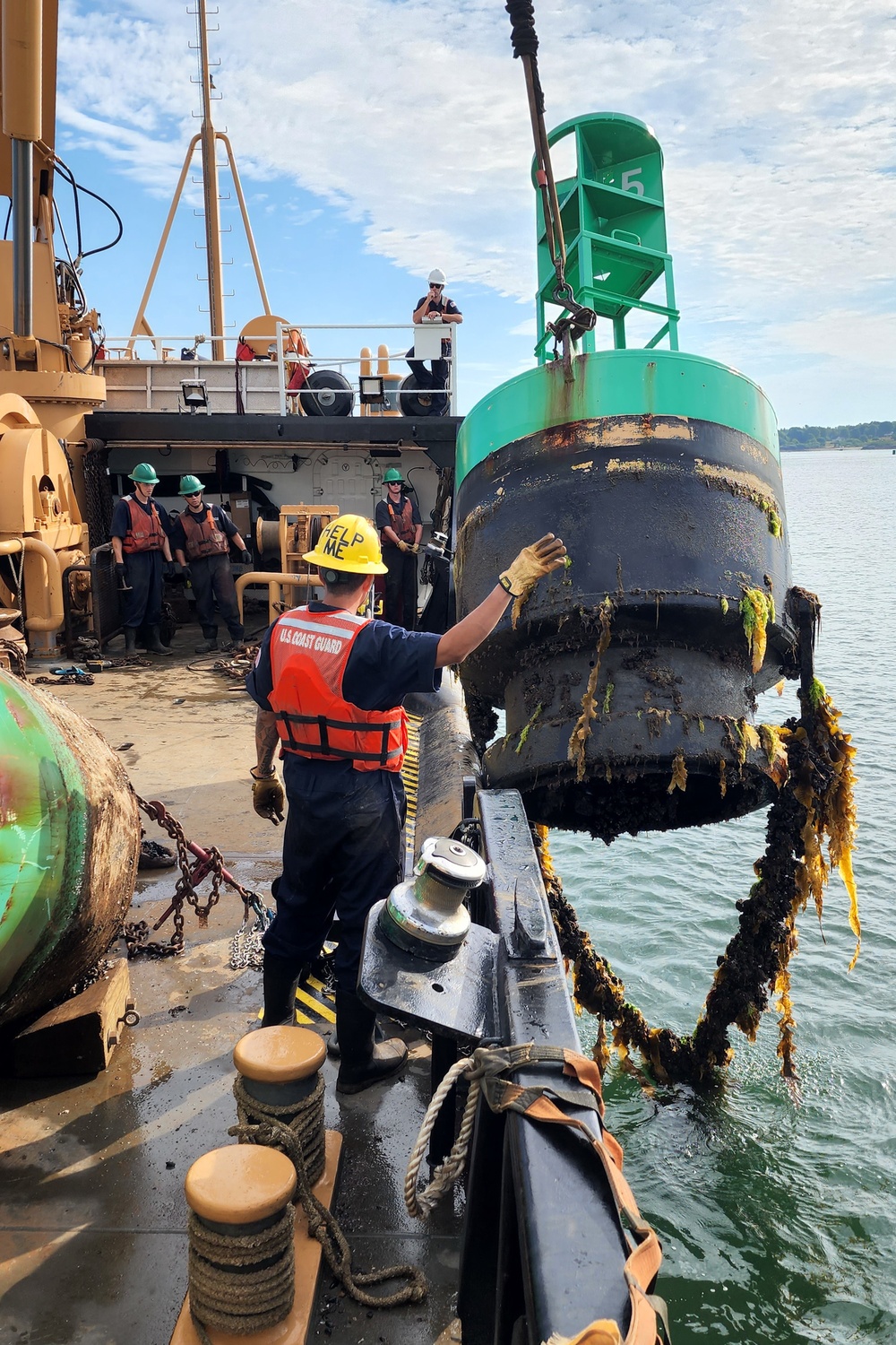 Coast Guard Cutter Marcus Hanna conducts buoy operations in the Northeast