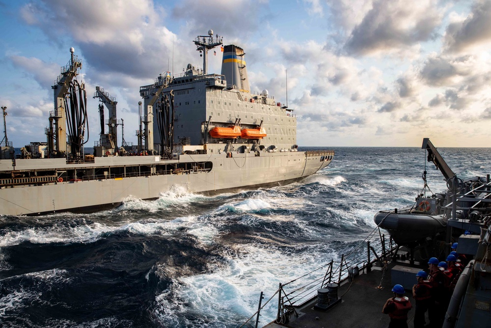 USS Ramage Conducts Replenishment-at-Sea