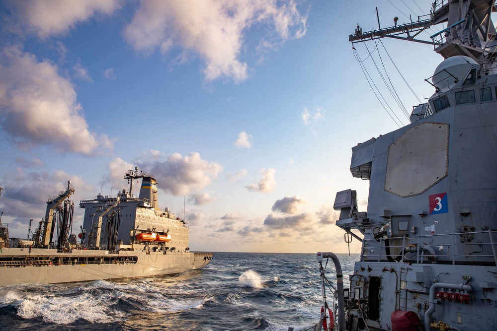 USS Ramage Conducts Replenishment-at-Sea