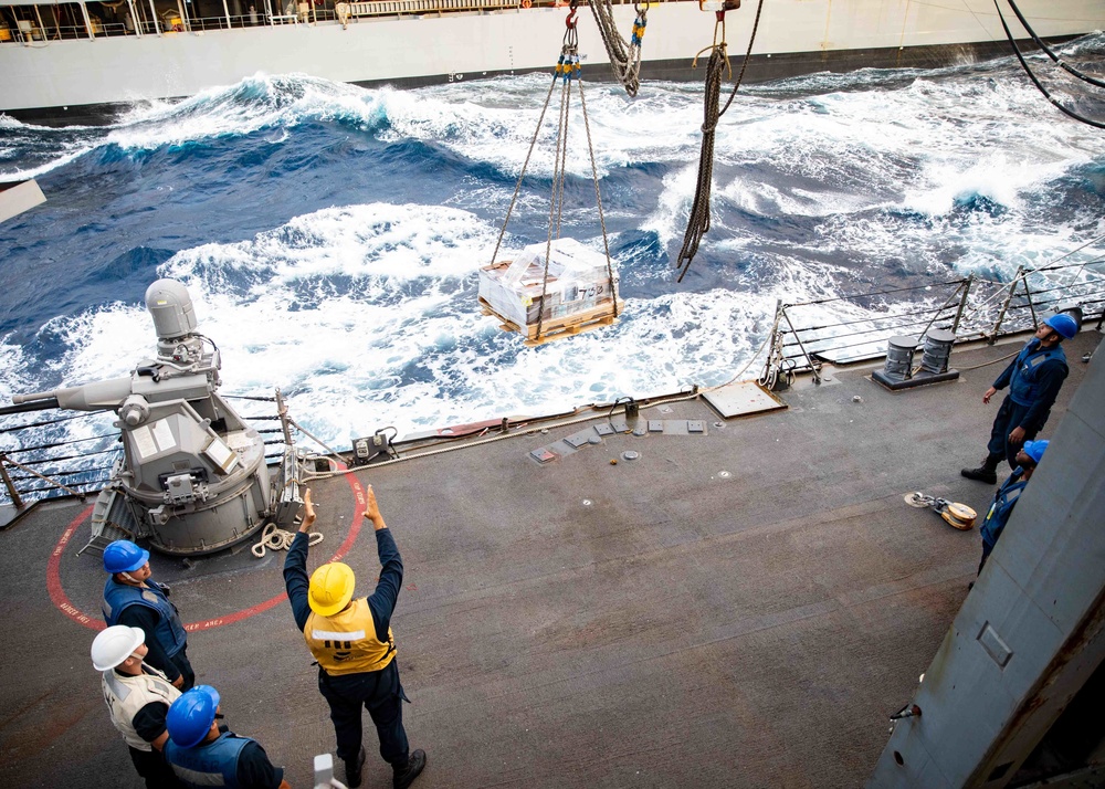 USS Ramage Conducts Replenishment-at-Sea