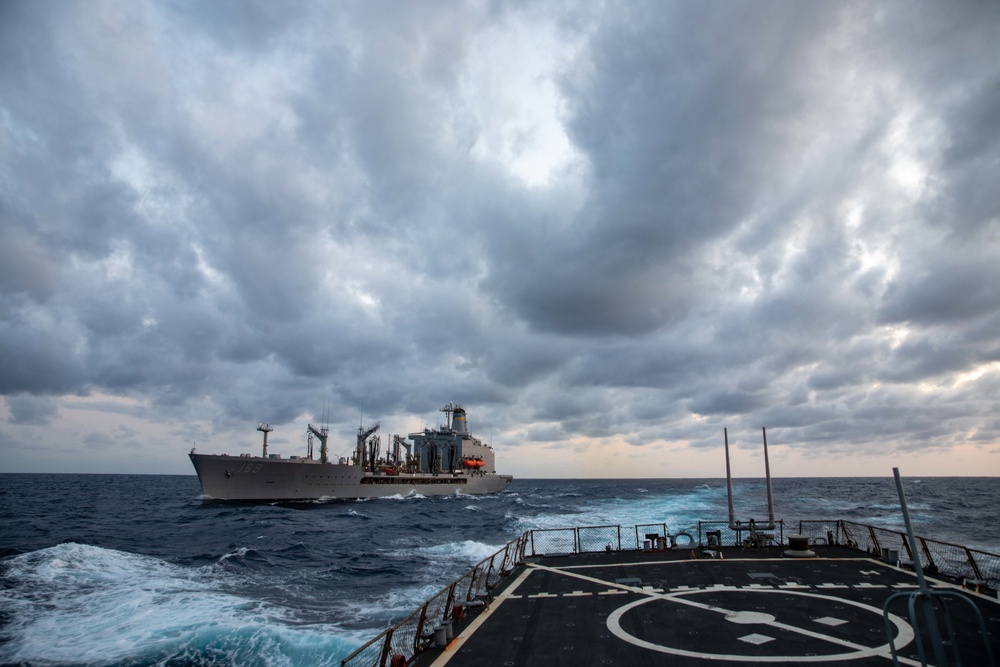 USS Ramage Conducts Replenishment-at-Sea