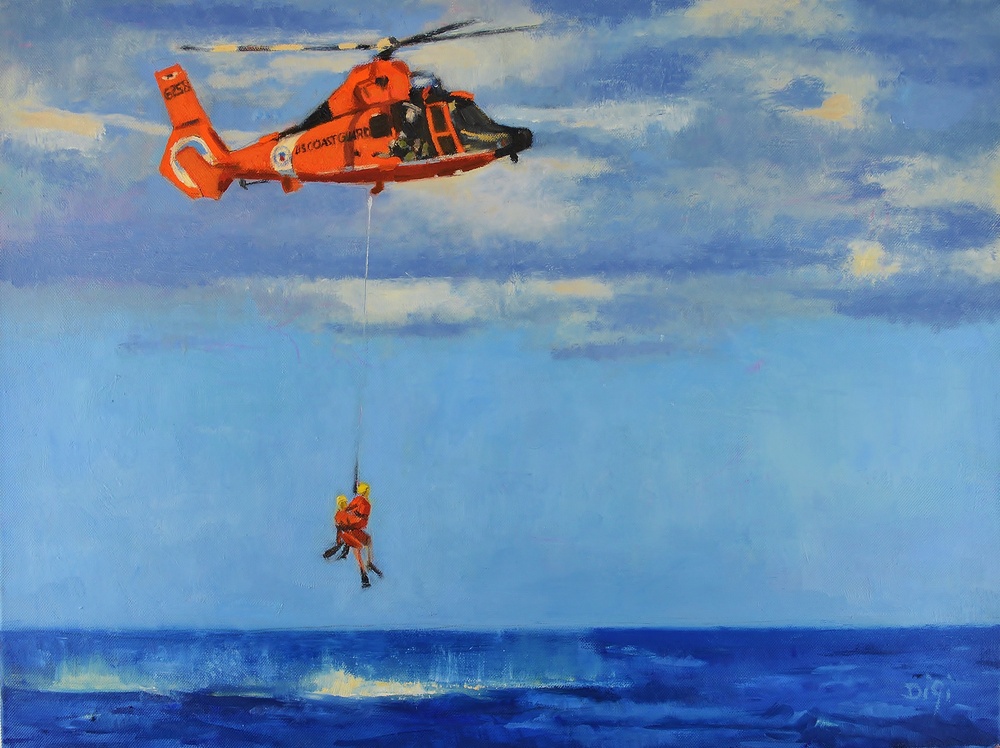 US Coast Guard Art Program 2018 Collection, Ob ID# 201808,  &quot;Hoist training international,&quot; Amy Digi (8 of 28)