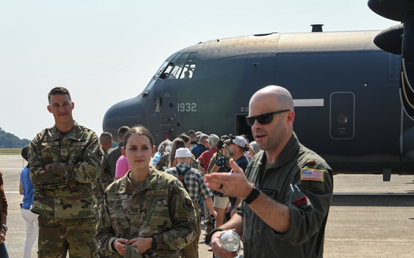 Historic EC-130J Commando Solo military aircraft performs final broadcast over skies of Central Pennsylvania