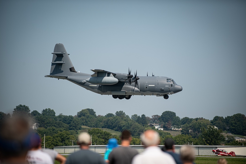 Historic EC-130J Commando Solo military aircraft performs final broadcast over skies of Central Pennsylvania