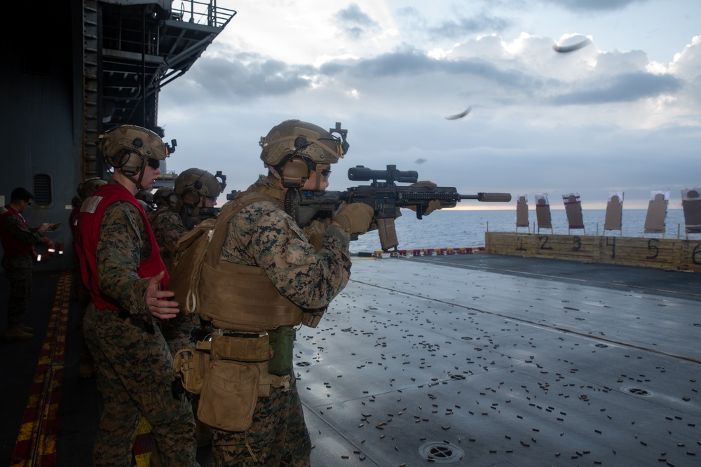 Shooting Drills Aboard USS Tripoli