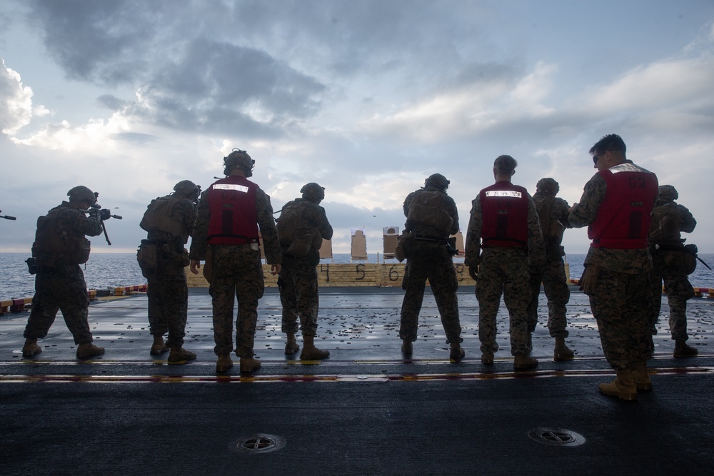 Shooting Drills Aboard USS Tripoli