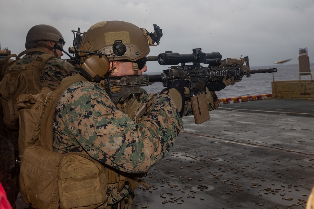 Shooting Drills Aboard USS Tripoli