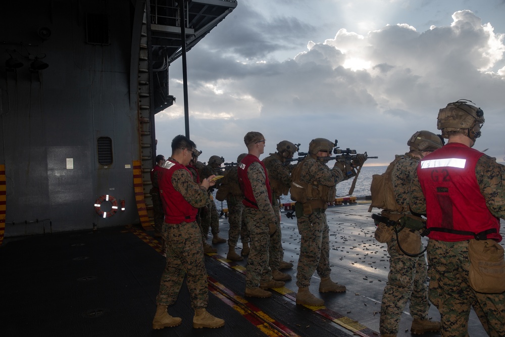 Shooting Drills Aboard USS Tripoli