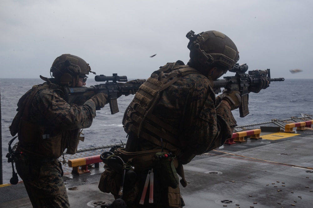 Shooting Drills Aboard USS Tripoli