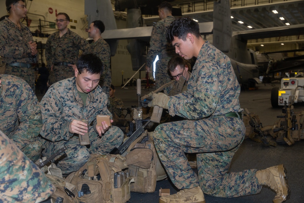 Shooting Drills Aboard USS Tripoli