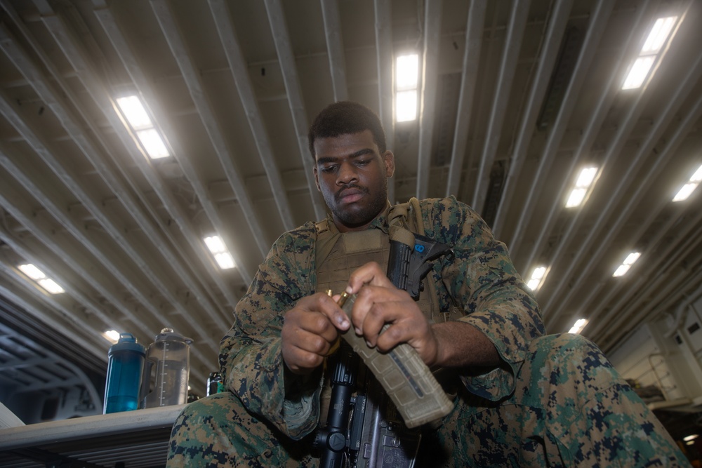 Shooting Drills Aboard USS Tripoli