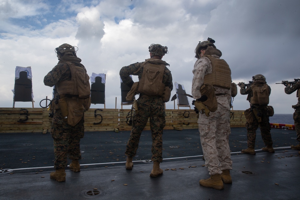 Shooting Drills Aboard USS Tripoli