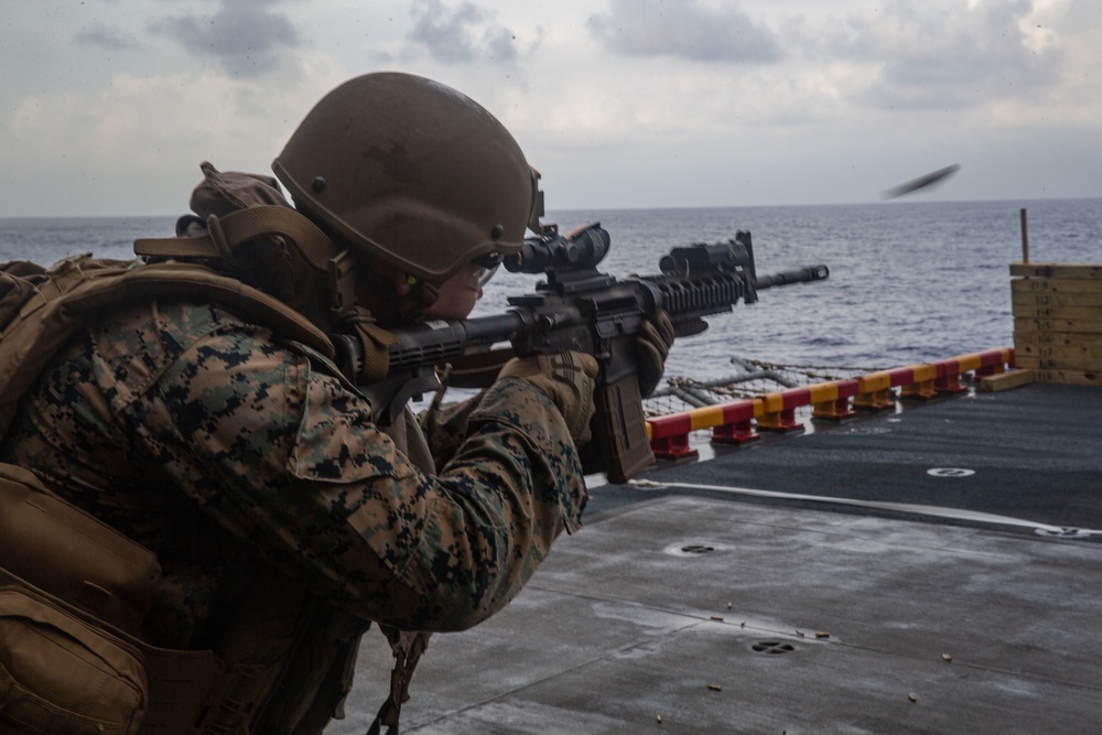 Shooting Drills Aboard USS Tripoli