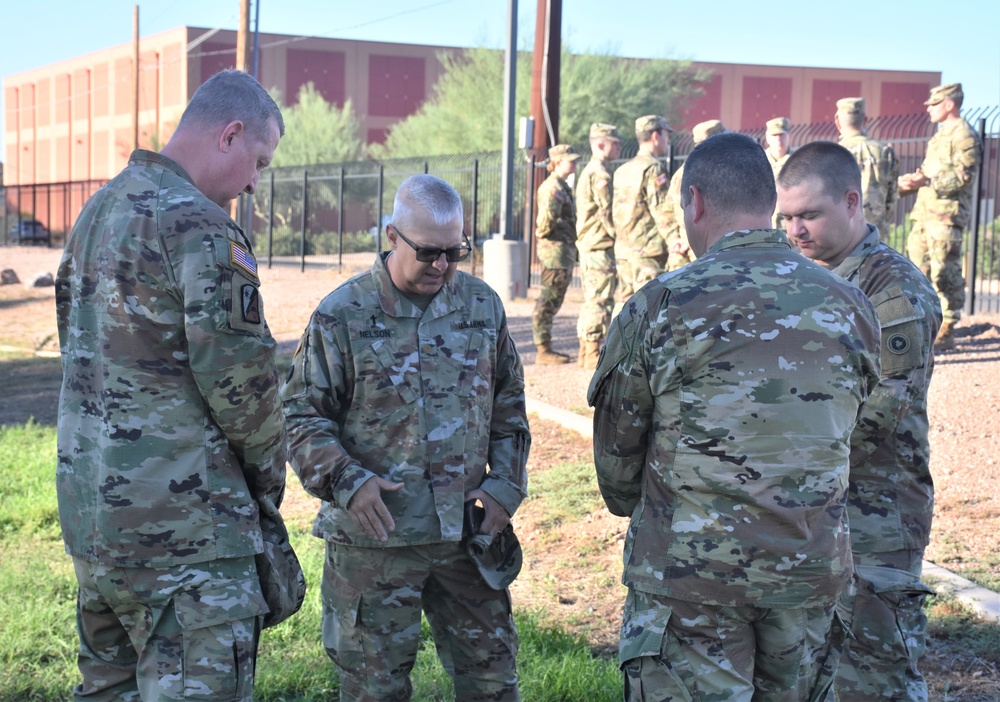 653rd RSG chaplain leads morning prayer during Battle Assembly