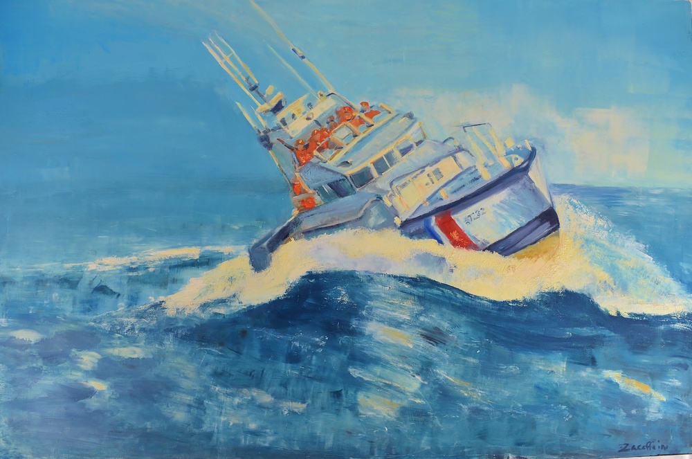 US Coast Guard Art Program  2018 Collection, Ob ID# 201813,  &quot;Surfing in the &quot;Graveyard of the Pacific&quot;,&quot; Sherry Krivosheev (13 of 28)