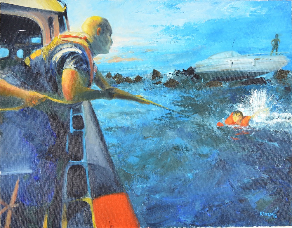 US Coast Guard Art Program  2018 Collection, Ob ID# 201814, &quot;Rocky rescue,&quot; Karen Loew (14 of 28)