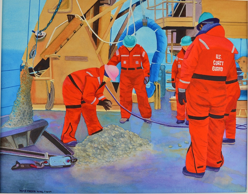 US Coast Guard Art Program 2018 Collection, Ob ID# 201816, &quot;Healy aids scientists in the Arctic,&quot; Mike Mazer (16 of 28)