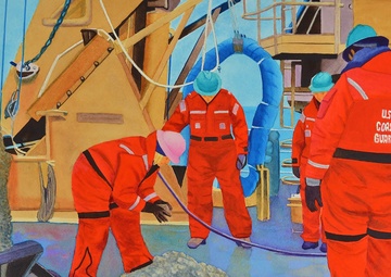 US Coast Guard Art Program 2018 Collection, Ob ID# 201816, &quot;Healy aids scientists in the Arctic,&quot; Mike Mazer (16 of 28)