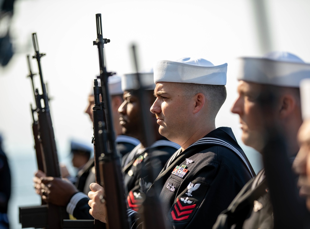 USS Gerald R. Ford Holds a Burial at Sea