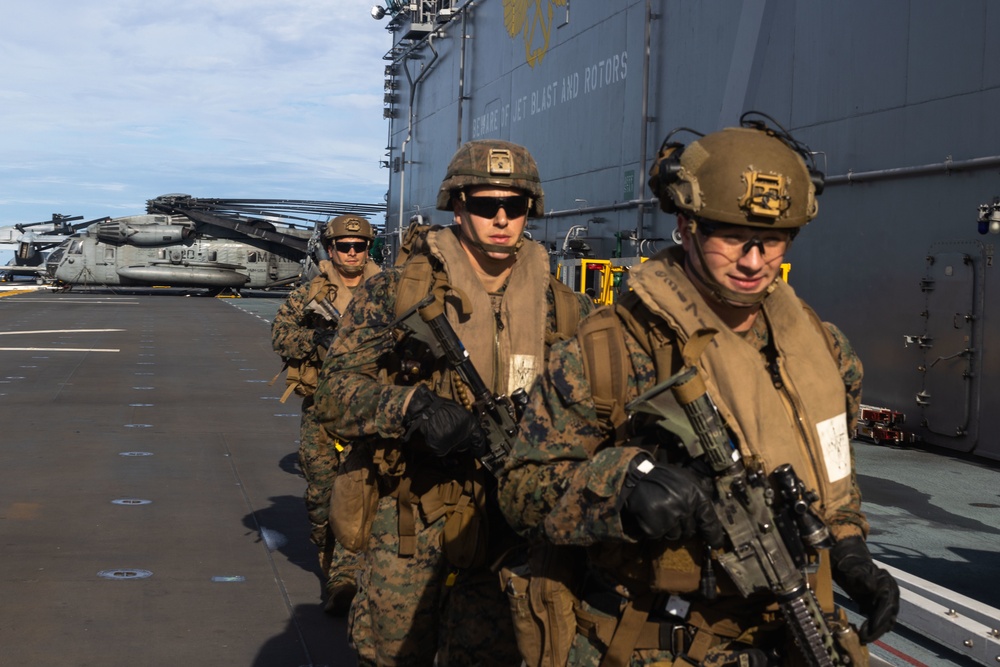 Marines Fast Rope Aboard USS Tripoli