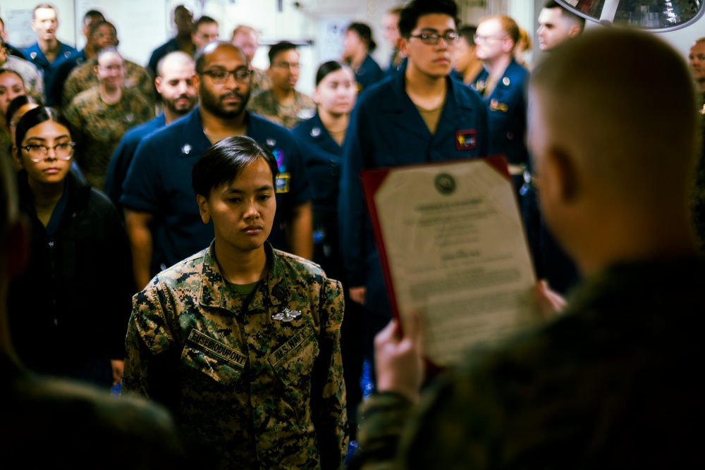 U.S. Navy Sailor Receives Meritorious Promotion Aboard USS Tripoli