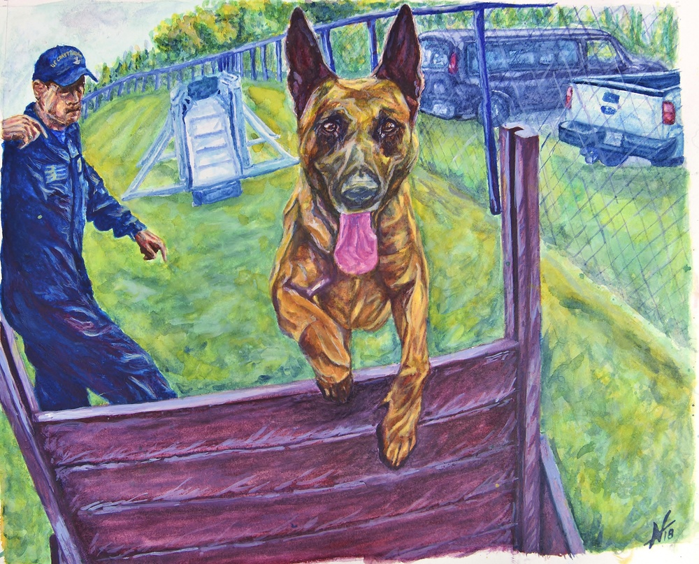 S Coast Guard Art Program 2019 Collection, Ob ID# 201902, &quot;Service member Blasio,&quot; Acacia Anglin (2 of 40)
