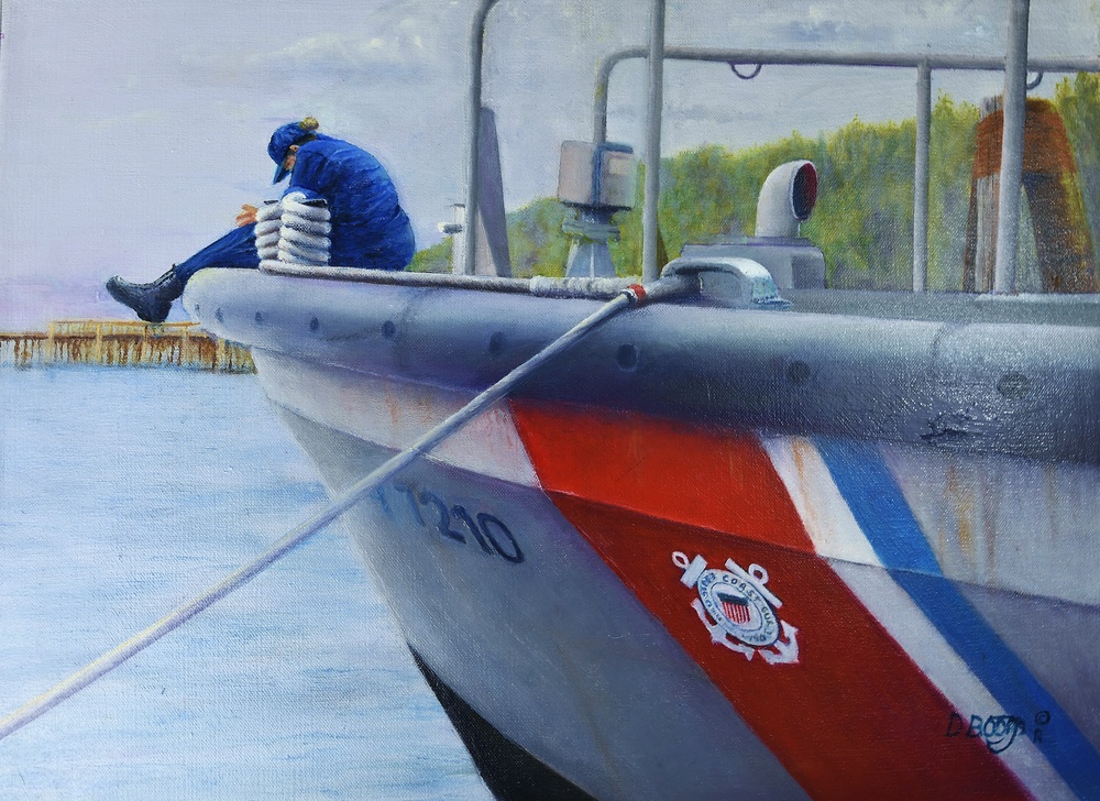 US Coast Guard Art Program 2019 Collection, Ob ID# 201905,&quot;Studying for third class,&quot; Dennis Boom (5 of 40)