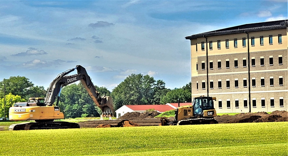 Final exterior grading takes place at fiscal year 2020-funded barracks project at Fort McCoy