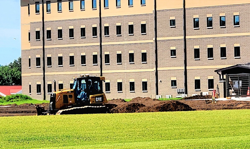 Final exterior grading takes place at fiscal year 2020-funded barracks project at Fort McCoy