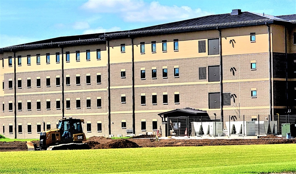 Final exterior grading takes place at fiscal year 2020-funded barracks project at Fort McCoy