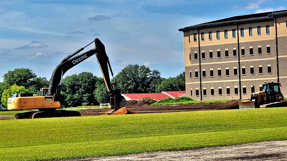 Final exterior grading takes place at fiscal year 2020-funded barracks project at Fort McCoy