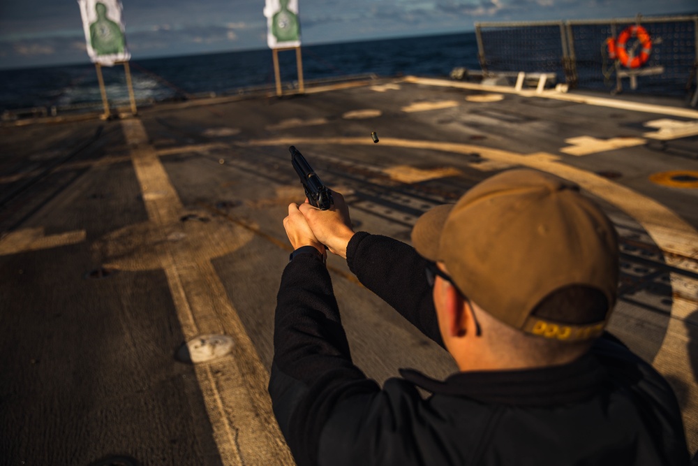 USS Paul Ignatius (DDG 117) Sailors Conduct Small Arms Weapons Shoot