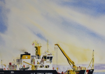 US Coast Guard Art Program 2019 Collection, Ob ID# 201921, &quot;Cutter Ida Lewis performs ATON,&quot; Mike Mazer (21 of 40)