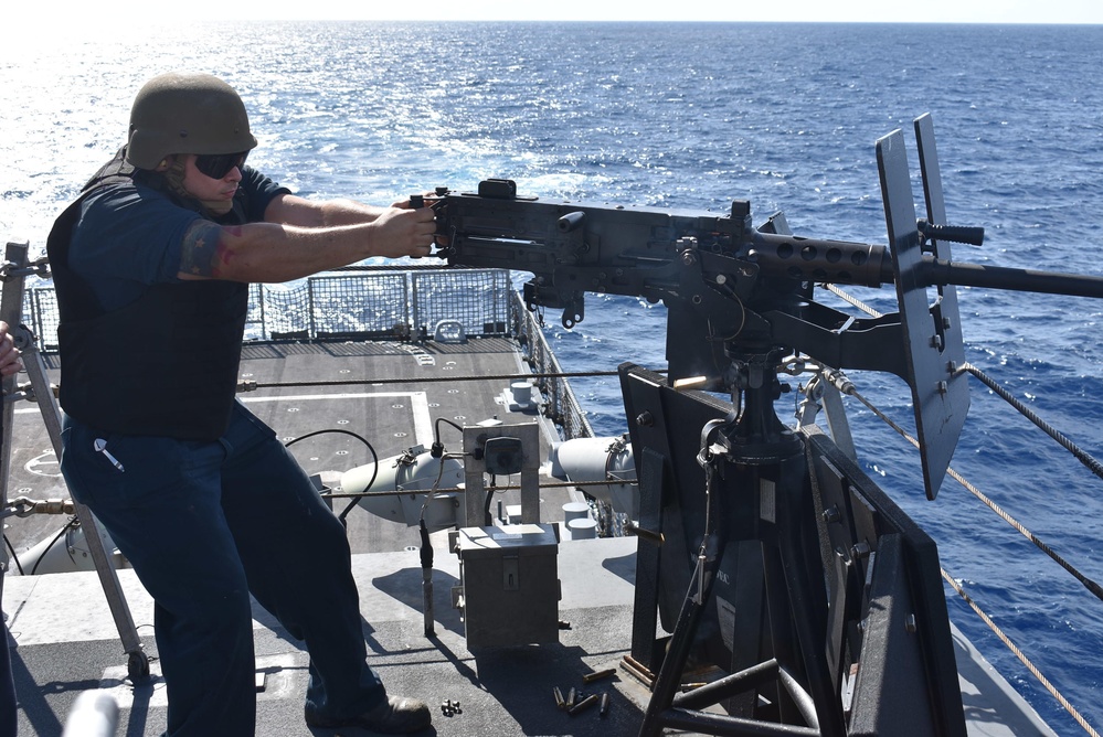 USS Billings Conducts Crew Serve Weapons Shoot