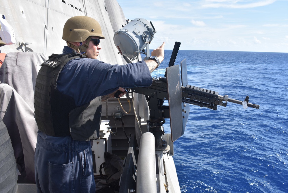 USS Billings Conducts Crew Serve Weapons Shoot