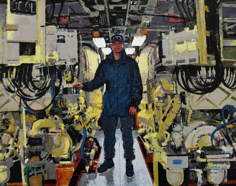 S Coast Guard Art Program 2020 Collection, Ob ID# 202007, "Engine room on the Sockeye," John Deckert (7 of 30)