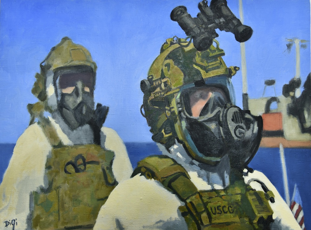 US Coast Guard Art Program 2020 Collection, Ob ID# 202008, &quot;MSRT West deploys in the Yellow Sea,&quot; Amy Digi (8 of 30)